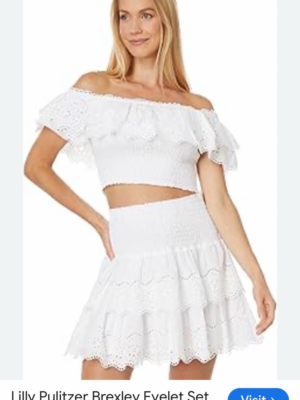 Lilly Pulitzer White Brexley Eyelet Off-Shoulder Mini Set